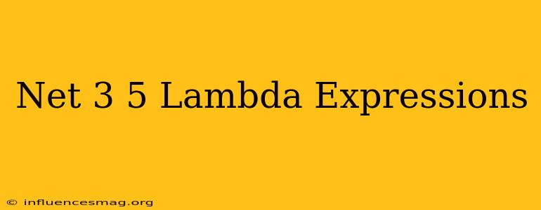 .net 3.5 Lambda Expressions