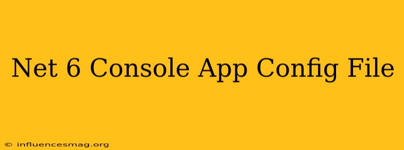 .net 6 Console App Config File