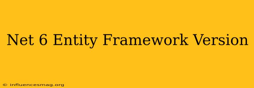 .net 6 Entity Framework Version