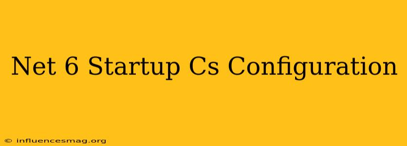 .net 6 Startup.cs Configuration