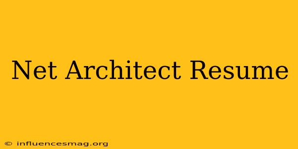 .net Architect Resume
