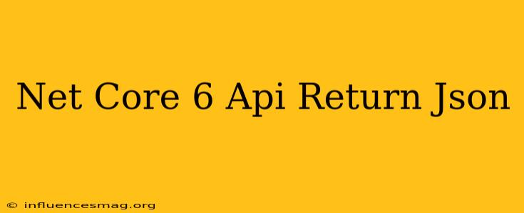 .net Core 6 Api Return Json
