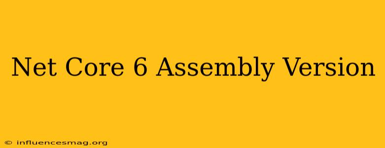 .net Core 6 Assembly Version