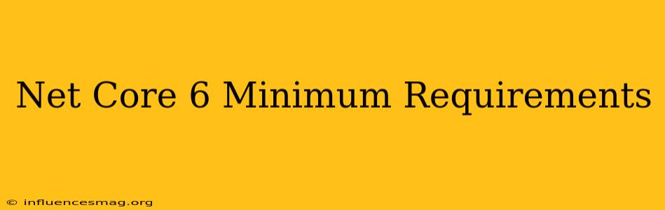 .net Core 6 Minimum Requirements