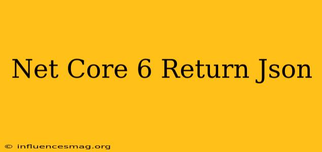 .net Core 6 Return Json
