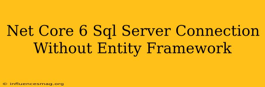 .net Core 6 Sql Server Connection Without Entity Framework