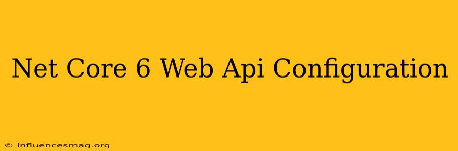 .net Core 6 Web Api Configuration
