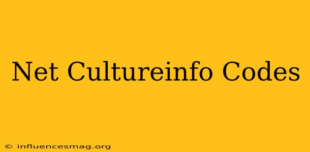 .net Cultureinfo Codes