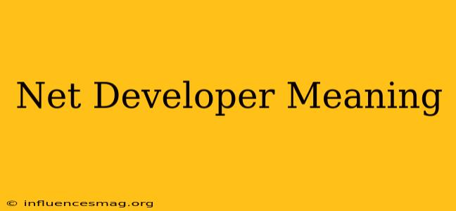.net Developer Meaning