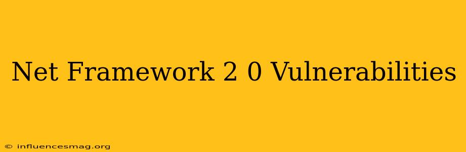 .net Framework 2.0 Vulnerabilities