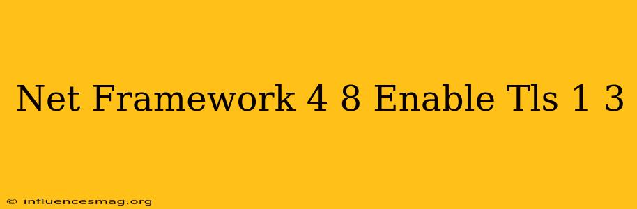 .net Framework 4.8 Enable Tls 1.3