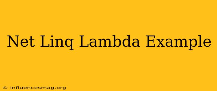 .net Linq Lambda Example