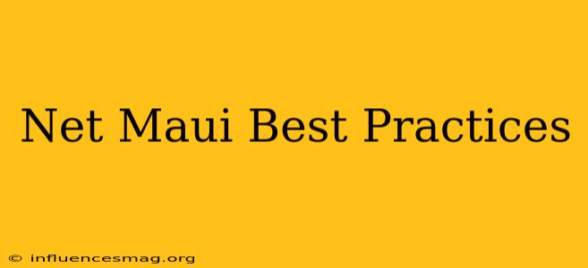 .net Maui Best Practices