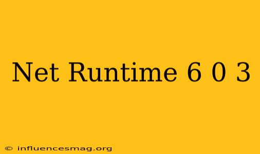 .net Runtime 6.0.3
