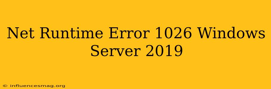.net Runtime Error 1026 Windows Server 2019