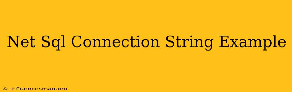 .net Sql Connection String Example