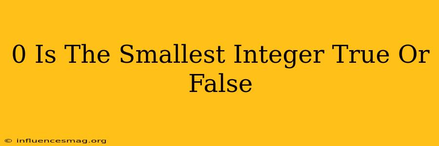 0 Is The Smallest Integer True Or False