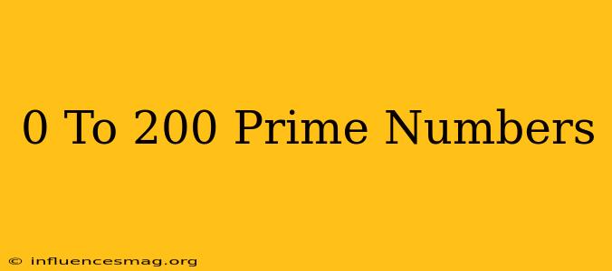 0 To 200 Prime Numbers